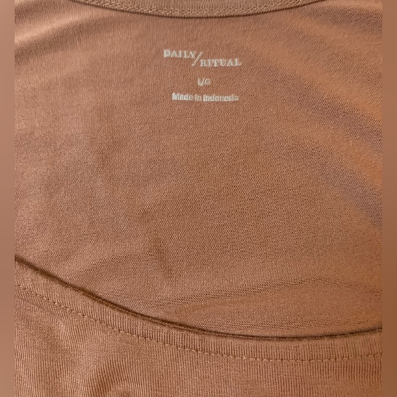 Daily Ritual Midi Length Dress Short Sleeve Brown Size Large - Picture 3 of 3